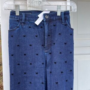 NWT Talbots Fun Blue Black Flocked Bow Patterned Slimming Ankle Jegging